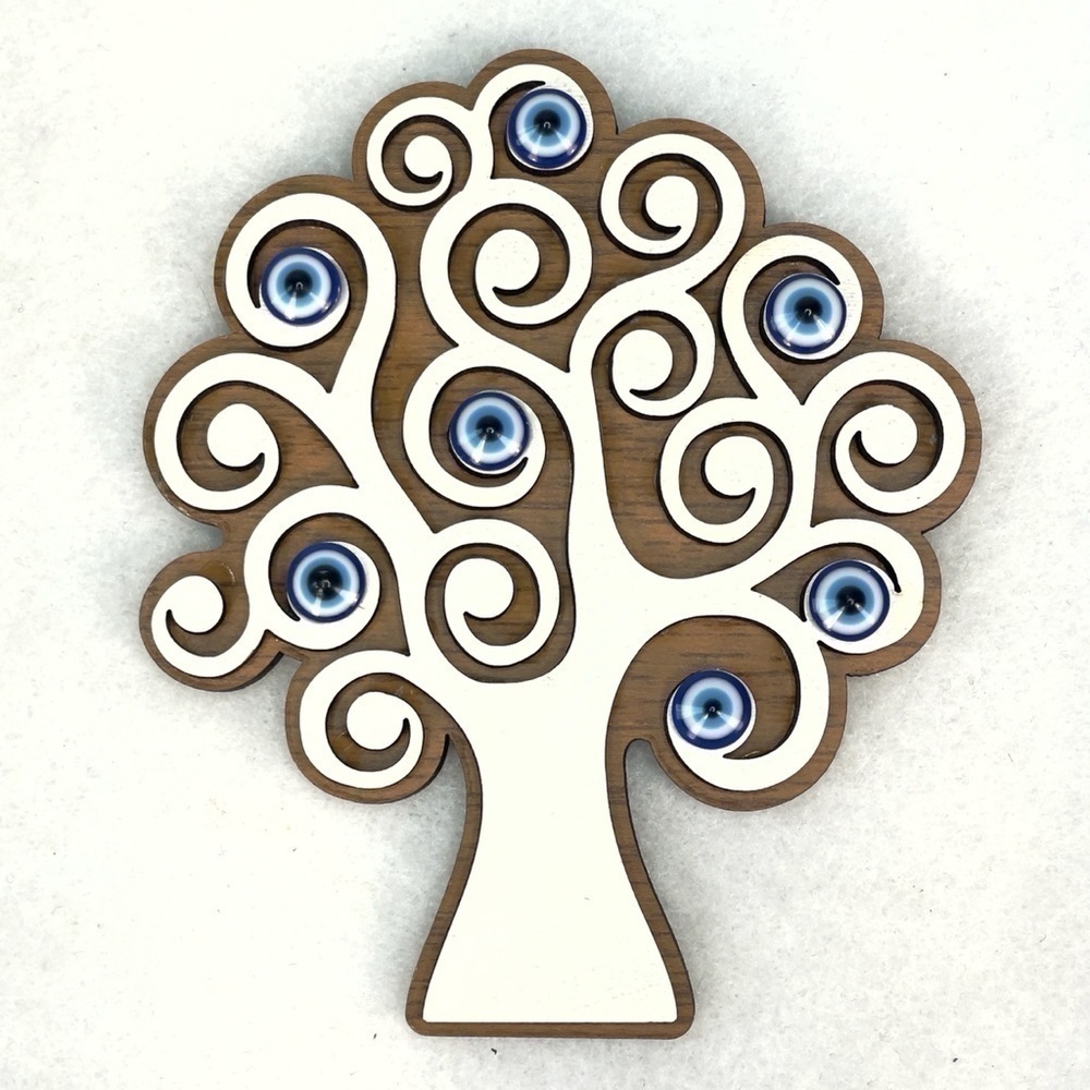 New Turkish Tree Of Life With Blue Evil Eyes Stones